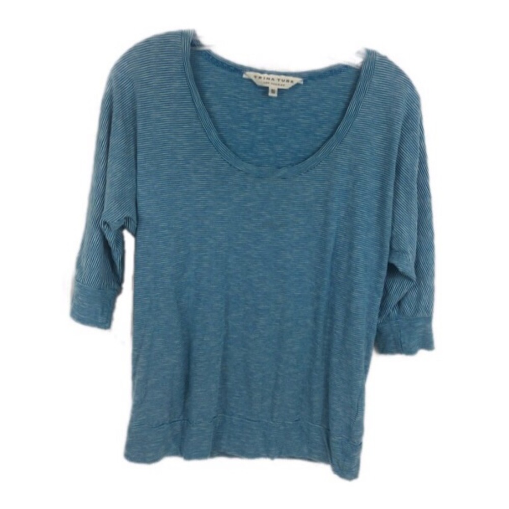 Trina Turk Blue & White Striped Banded Tee S
